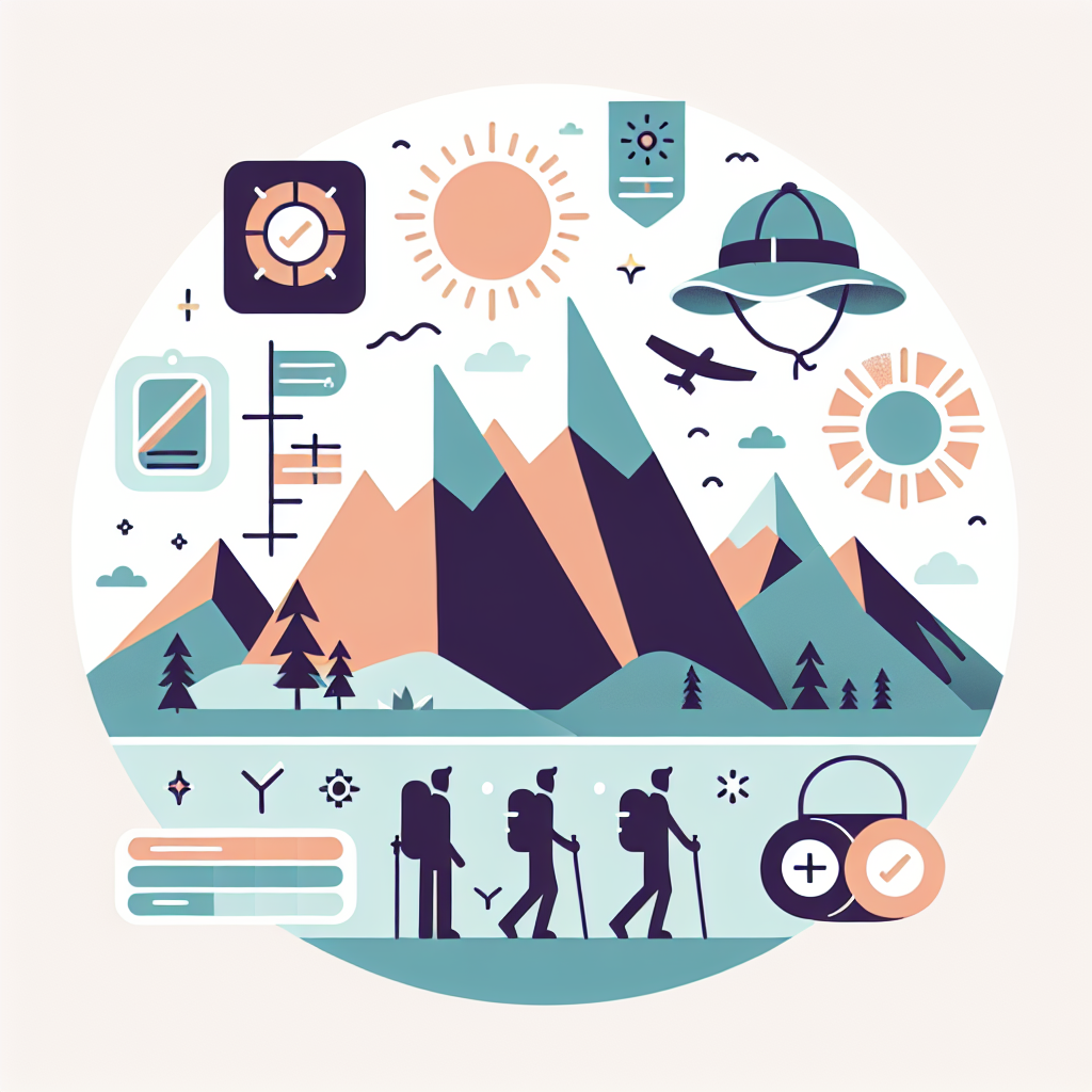 등산용 UV차단 모자의 중요성을 보여주는 고산지대 등산 모습