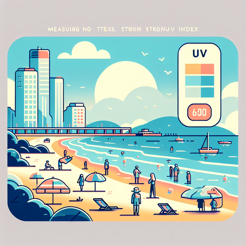 부산 해운대 해변의 강한 자외선 지수 측정 모습