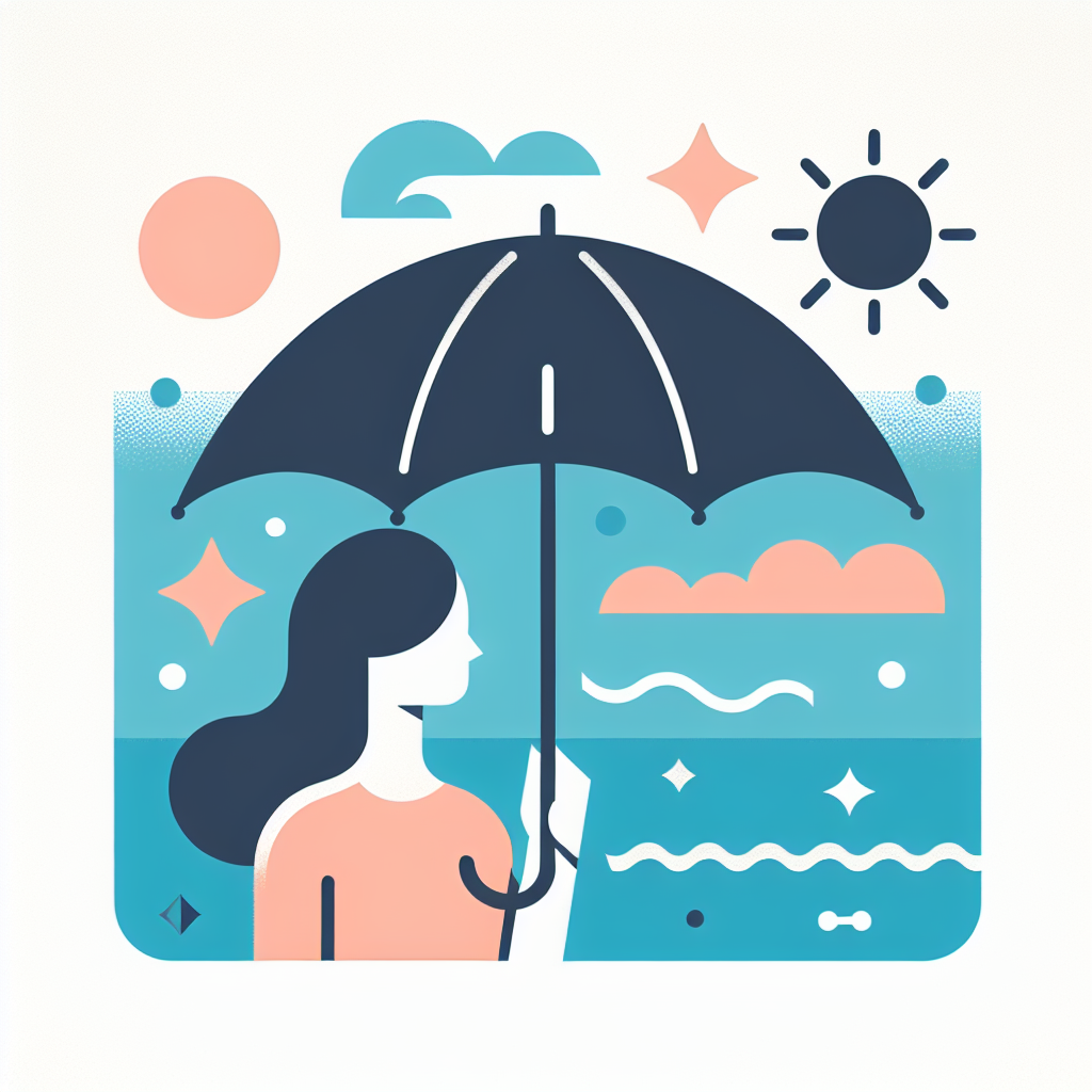 WeatherWorks 양산으로 자외선 차단하는 모습