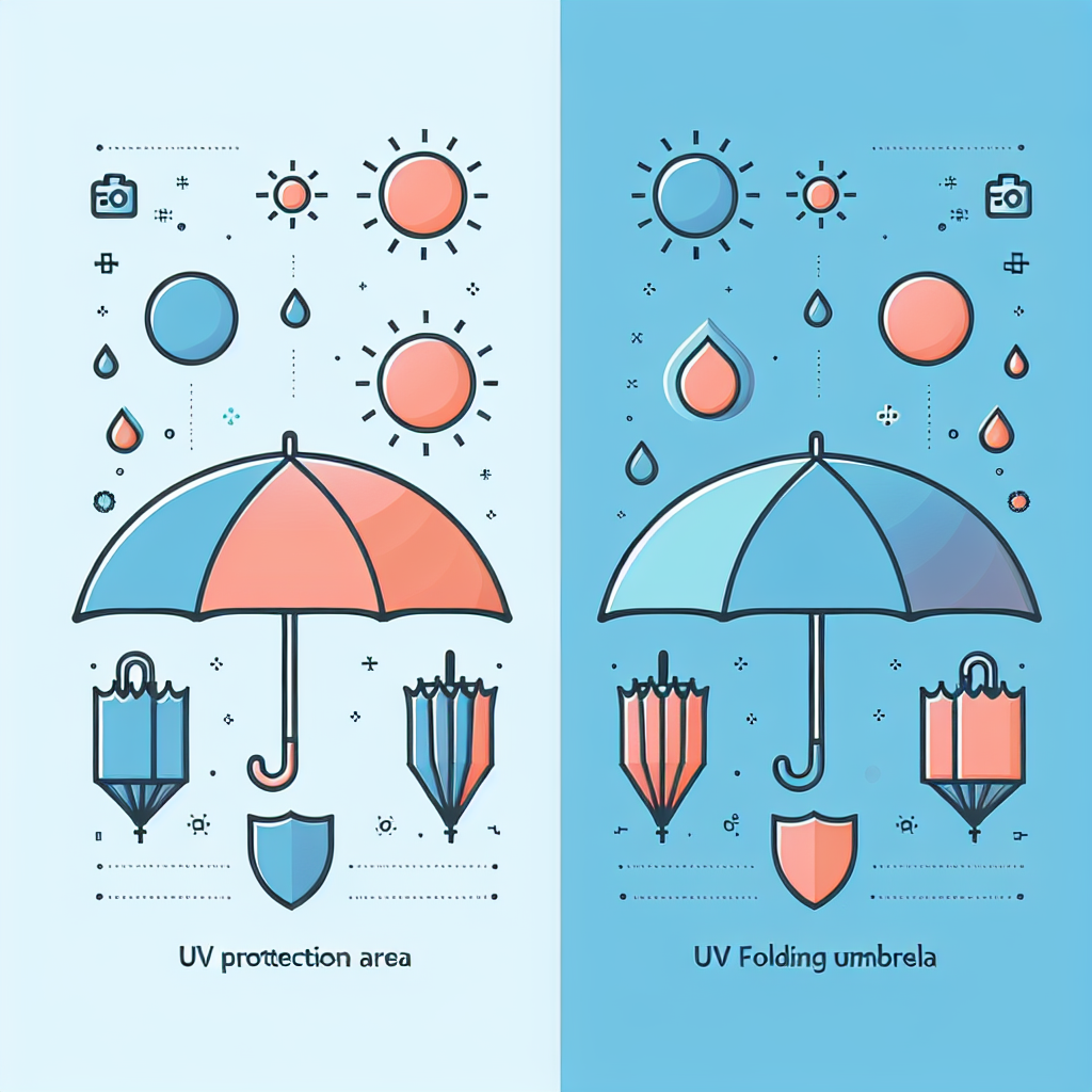 장우산과 접이식 우산의 자외선 차단 면적 비교