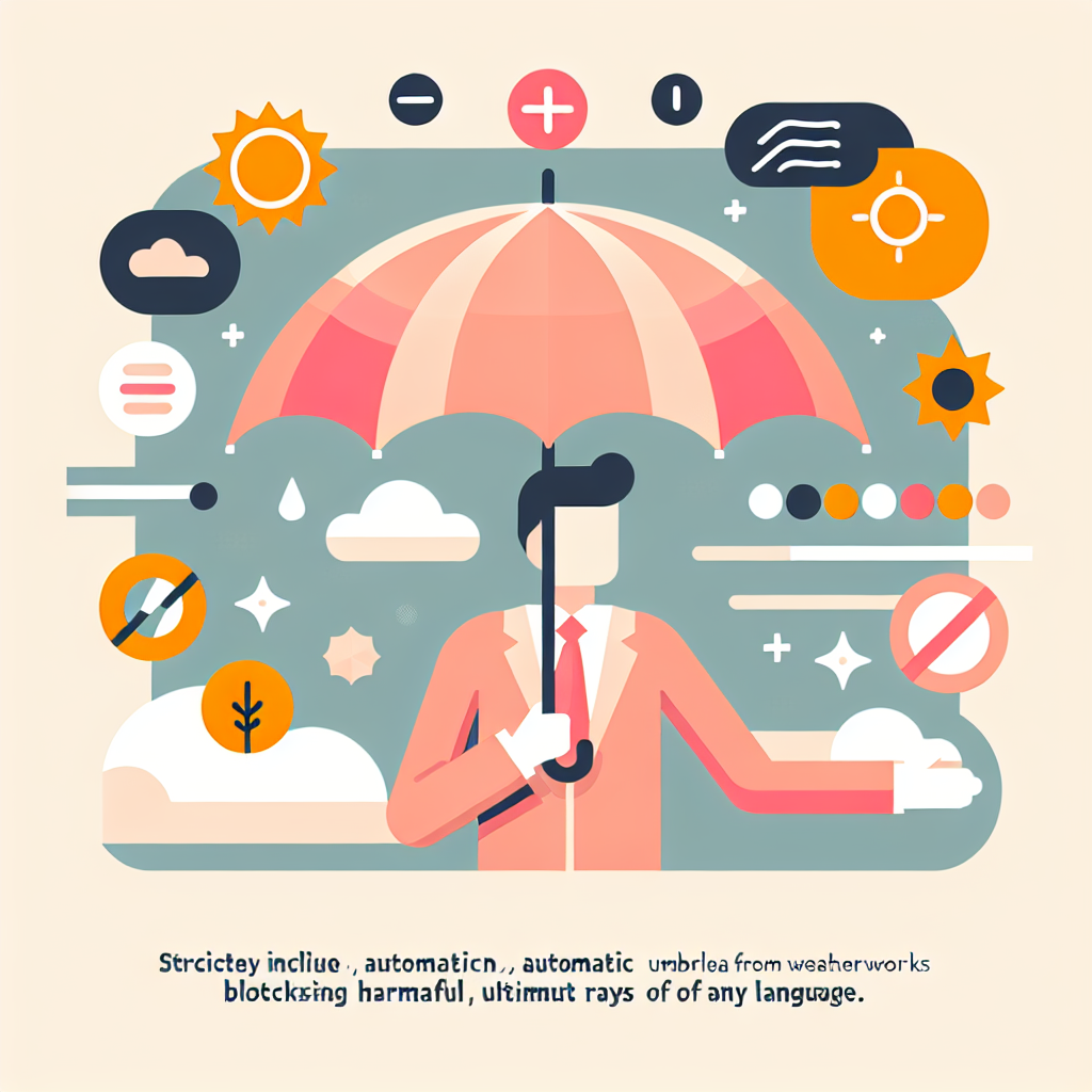 WeatherWorks 슈퍼와이드 자동 우양산으로 자외선 차단하는 모습